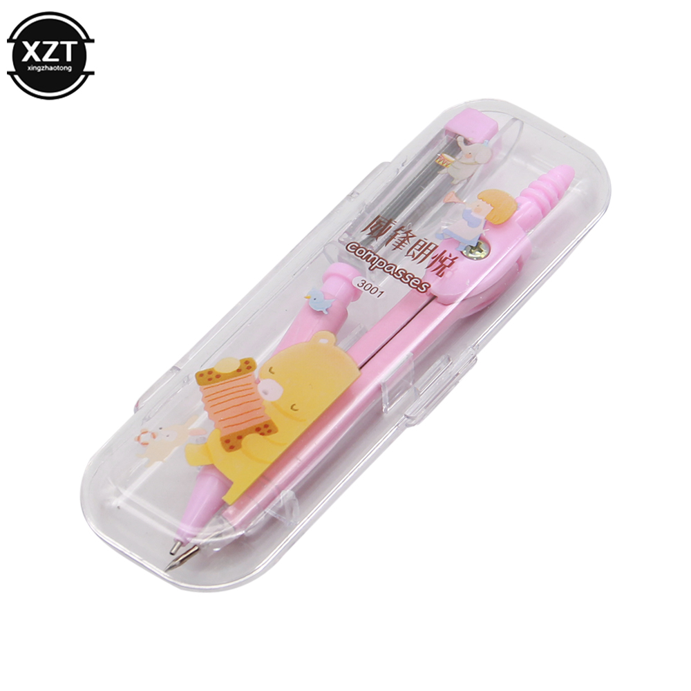 Math Geometry Set With Compass - Compas d'école pour filles mignonnes, papeterie
