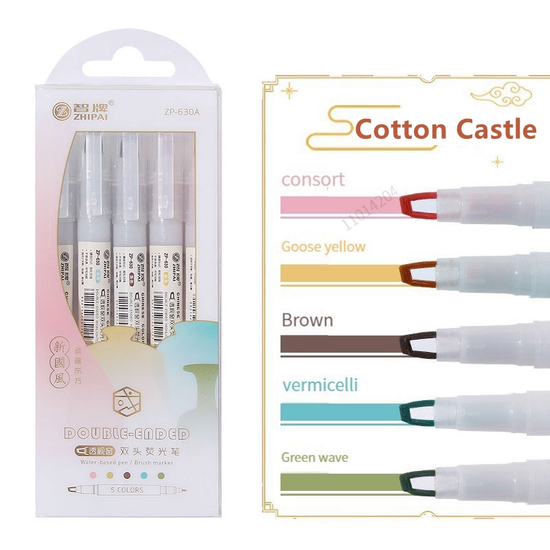 Pastel Highlighter Set Double Ended - Stylos surligneurs à Double pointe, 5